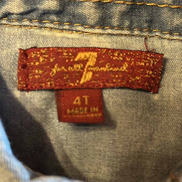 7 For All Mankind Denim Button Down Collared Shirt with Chest Pockets - Picture 4 of 7